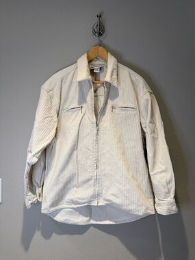 Chazzz Credentials Vintage Cream Corduroy Full Zip Oversized Shacket Size Small